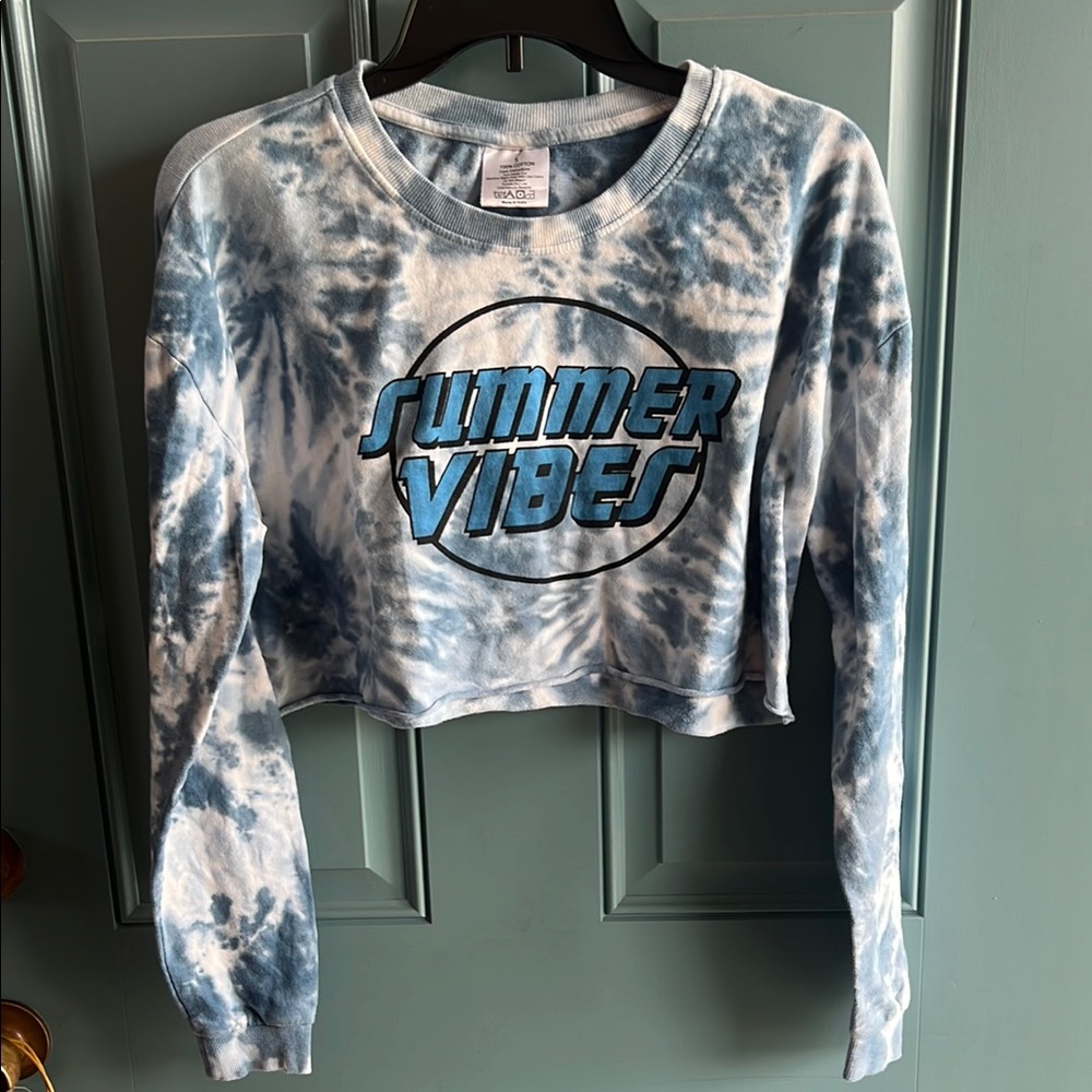 Summer Vibes Tie-Dye Cropped Sweater